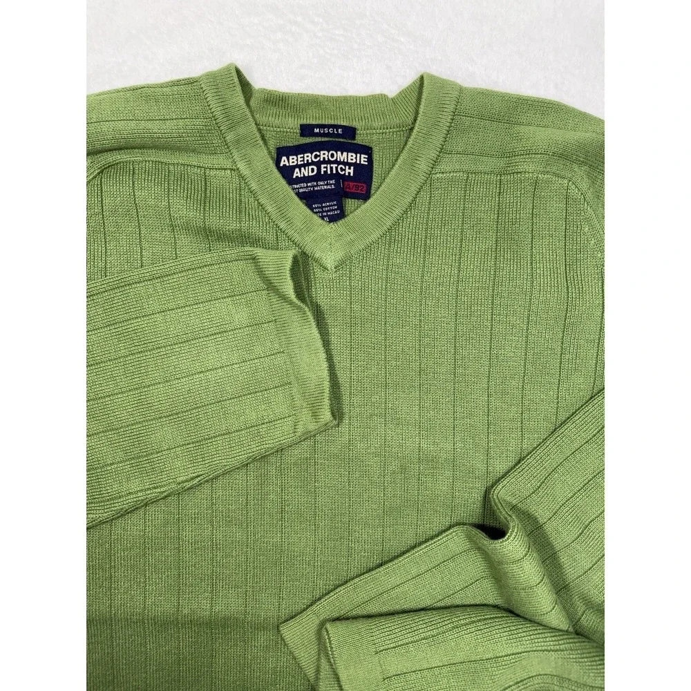 Vintage Abercrombie & Fitch A92 Muscle Sweater Men's Large Green Long Sleeve Y2K